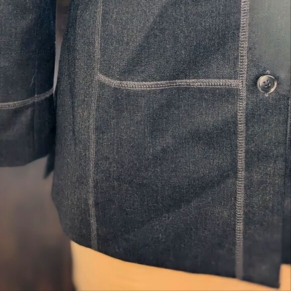 $5 Item! Bianca Nygard Petites 12P Pure New Wool Black Contrast Stitch Jacket - Picture 4 of 13